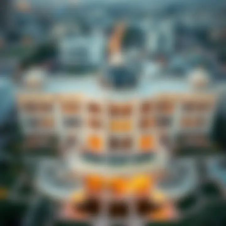 Architectural Marvel of Creek Palace Aerial view of Creek Palace highlighting its architectural design