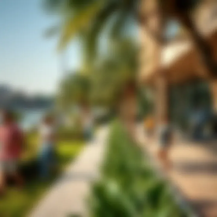 Vibrant Community Surrounding Creek Palace Vibrant community life around Creek Palace with lush green spaces