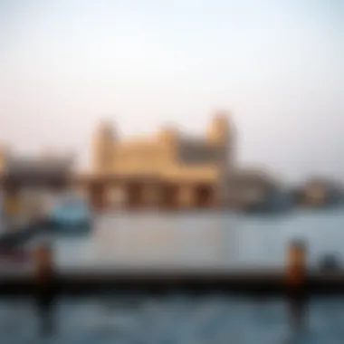 Scenic Waterfront of Dubai Creek Harbour Scenic waterfront at Dubai Creek Harbour with Creek Palace in the background