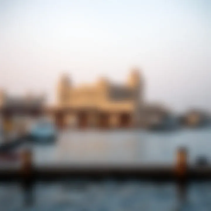 Scenic Waterfront of Dubai Creek Harbour Scenic waterfront at Dubai Creek Harbour with Creek Palace in the background