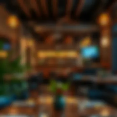 An inviting restaurant ambiance showcasing the unique decor of Gate Village establishments.