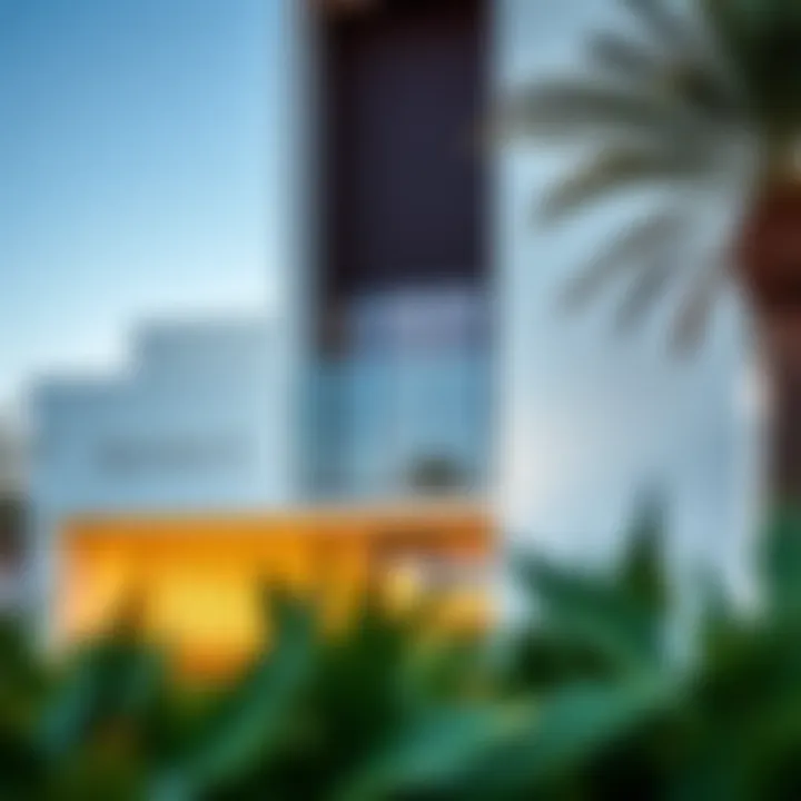 Exterior view of the DAMAC sales office showcasing modern architecture