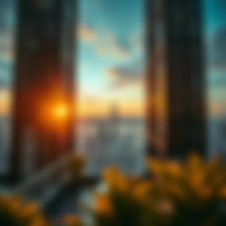 Stunning sunset view from the rooftop of Tower One