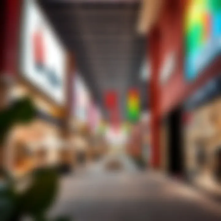 Vibrant storefronts showcasing unique brands in Dubai Outlet Village