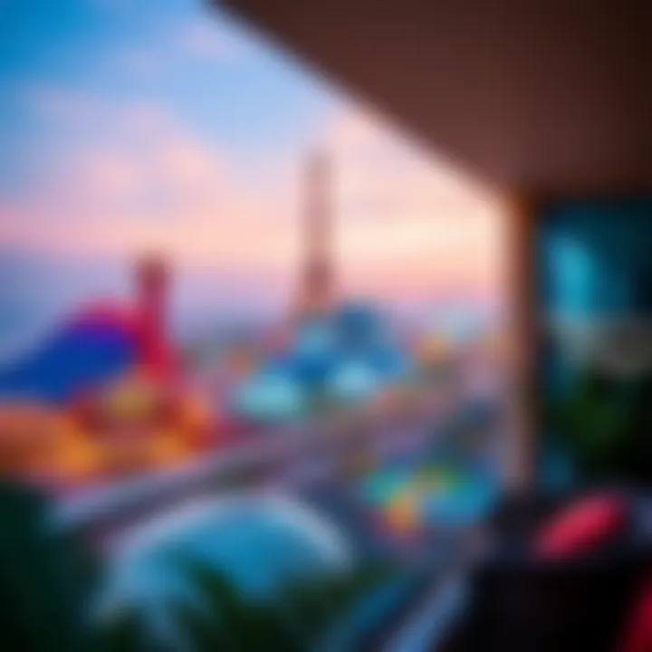 Breathtaking Views of Dubai Parks and Attractions Stunning view of Dubai Parks and attractions from hotel balcony