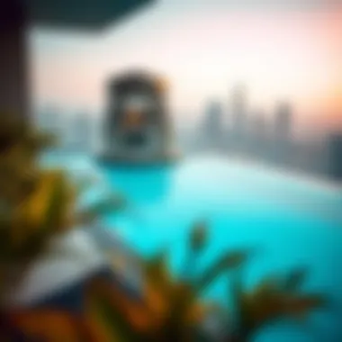 The opulence of a rooftop pool with city views in a premium apartment