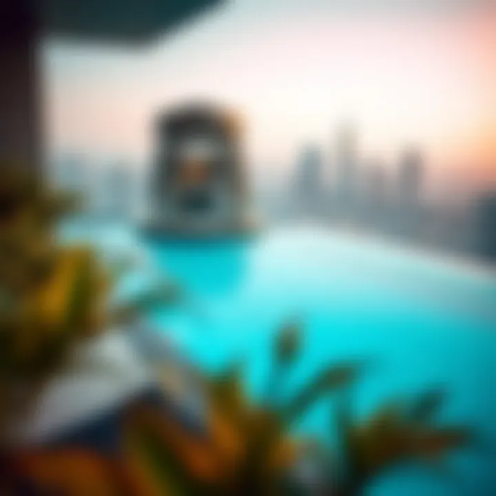 The opulence of a rooftop pool with city views in a premium apartment