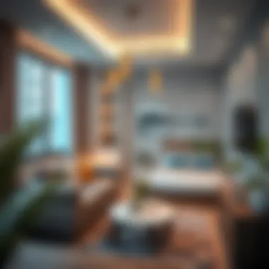 A cozy studio apartment with modern interior design in Dubai