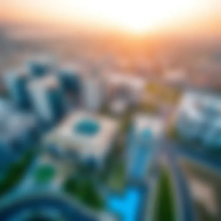 Aerial view of Emaar Business Park Building Three and its surrounding landscape