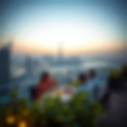 Romantic rooftop dining experience overlooking Dubai skyline