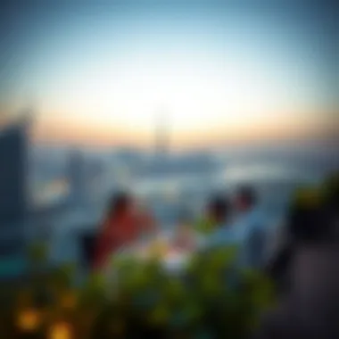 Romantic rooftop dining experience overlooking Dubai skyline