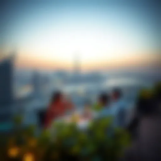 Romantic rooftop dining experience overlooking Dubai skyline