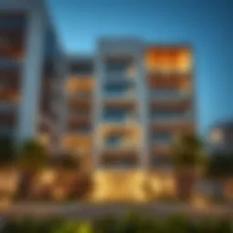 A modern apartment building in Al Nahda, Dubai showcasing stunning architecture