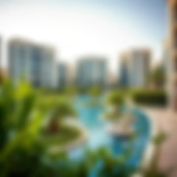 Luxurious residential buildings in Fountain View with lush greenery