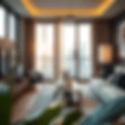 Stylish furnished 1 BHK living room in Dubai