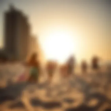 Families enjoying beach activities and water sports at Jumeirah Beach