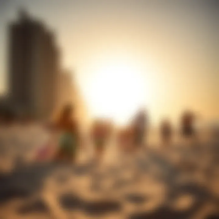 Families enjoying beach activities and water sports at Jumeirah Beach