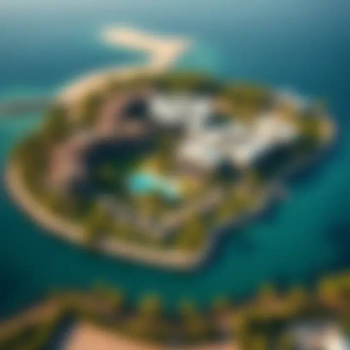 Aerial View of Lanai Island Aerial view of Lanai Island showcasing its lush greenery and modern architecture