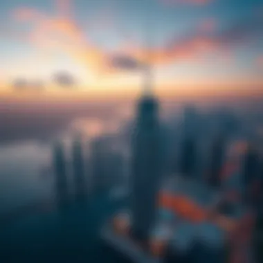 Aerial view showcasing the stunning silhouette of Marina 23 Tower against the Dubai skyline