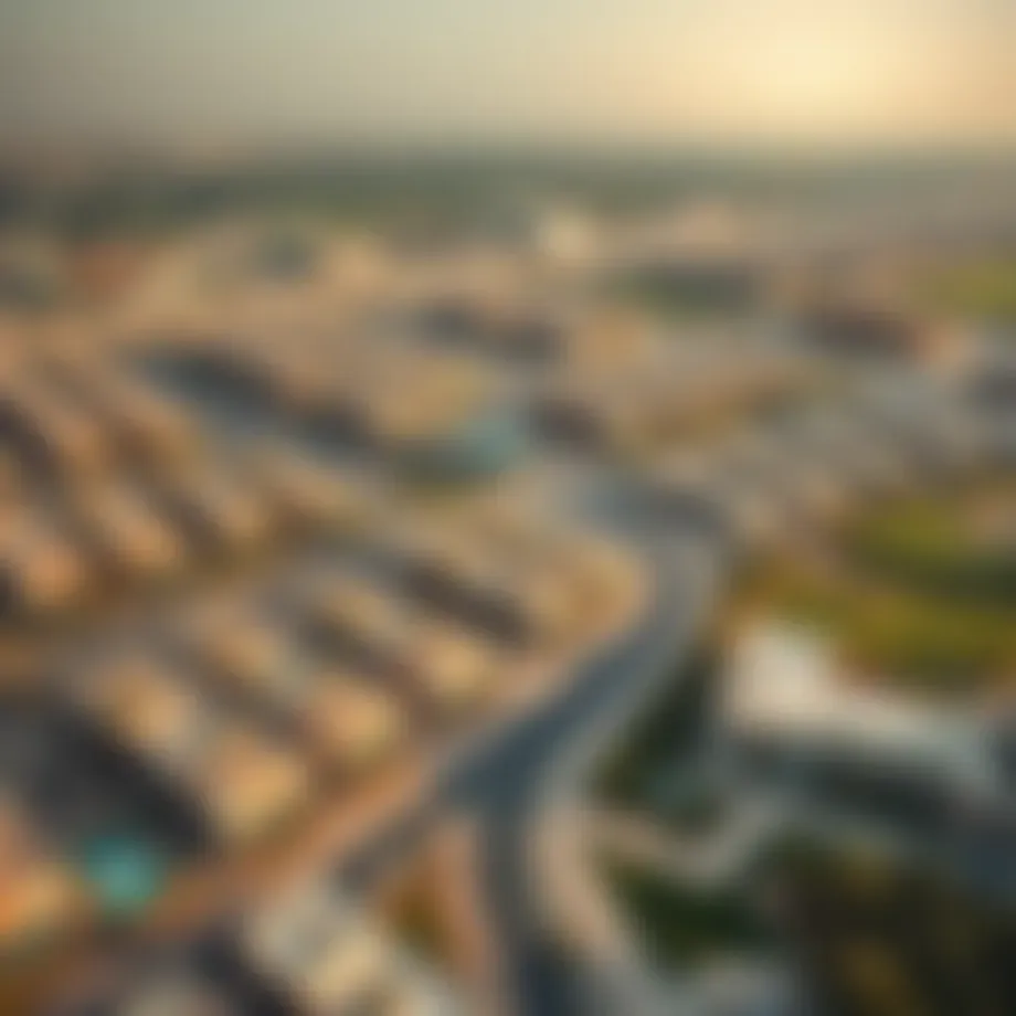 Aerial view of Nad Al Hamar showcasing residential properties and parks