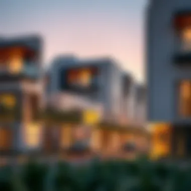 Modern residential buildings in Nad Al Hamar highlighting architectural design