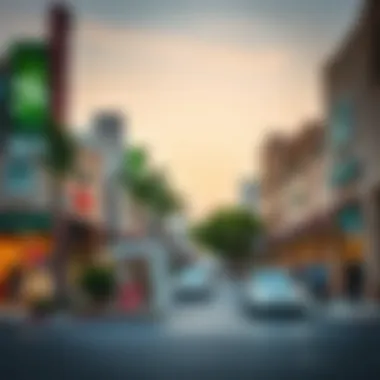 Shopping district in Nad Al Hamar featuring local businesses and amenities