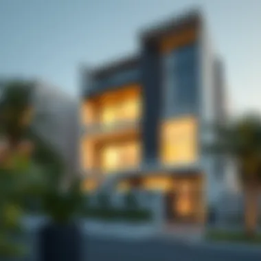 An architectural rendering of a modern off-plan residential building
