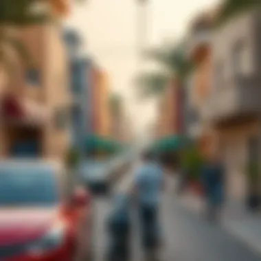 Vibrant neighborhood scene in Rashidiya Villa