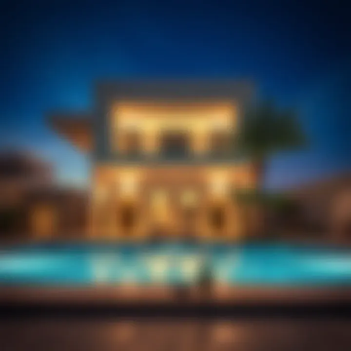 Outdoor pool area of a villa in Mohammed Bin Zayed City