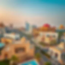 Aerial view of Sharjah Mamzar showcasing its blend of modern architecture and cultural landmarks