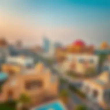 Aerial view of Sharjah Mamzar showcasing its blend of modern architecture and cultural landmarks