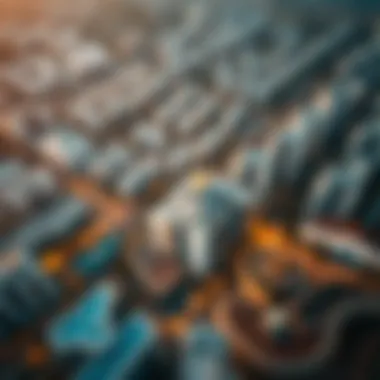 Aerial view of International City showcasing studio apartment buildings