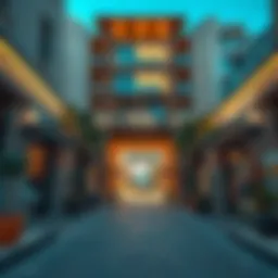Vibrant street view of The Alley in Dubai showcasing modern architecture