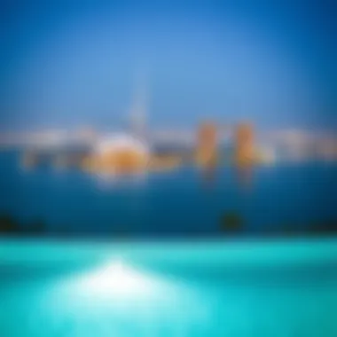Infinity pool with a view of the Dubai skyline in Desert Palm
