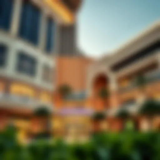 Elegant facade of Dubai City Festival Mall showcasing modern architecture