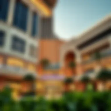 Architectural Marvel of Dubai City Festival Mall Elegant facade of Dubai City Festival Mall showcasing modern architecture