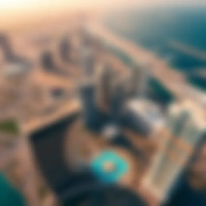 Aerial view of Dubai showcasing prominent real estate developments