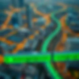 Aerial view of Dubai showcasing the Green Metro Line