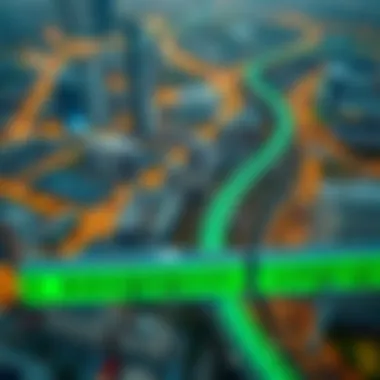 Aerial view of Dubai showcasing the Green Metro Line