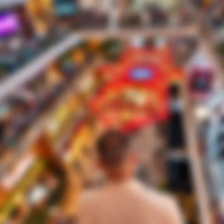 Aerial View of City Festival at Mall An aerial view of a bustling shopping mall during a city festival