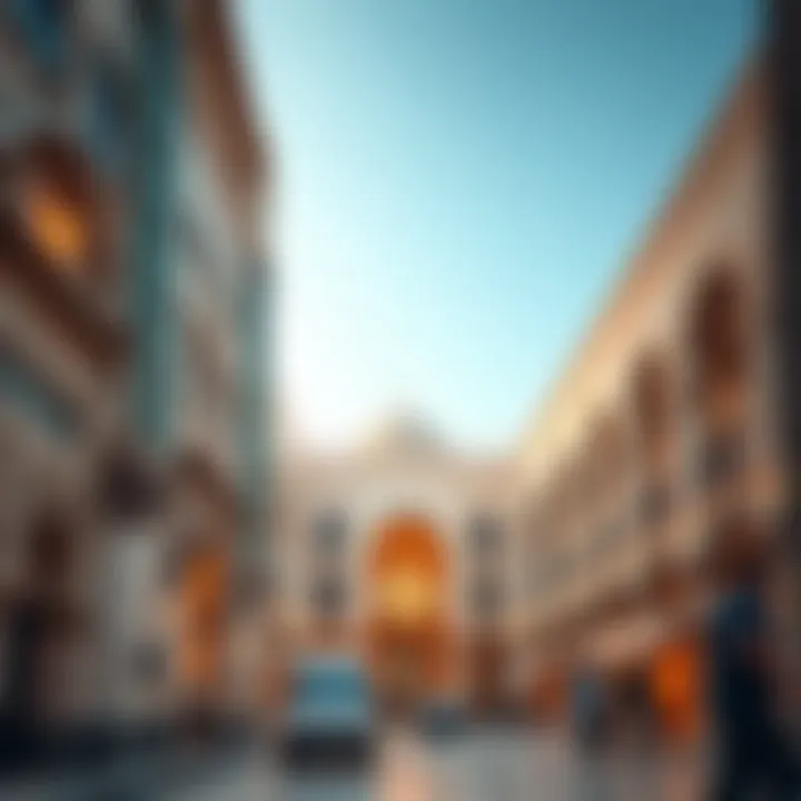 Islamic Architectural Influence in Dubai An architectural representation of Dubai influenced by Islamic design.