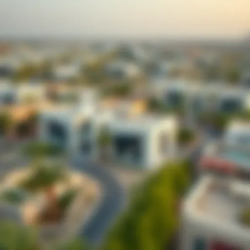 Aerial view of the Majan neighborhood showing modern architecture