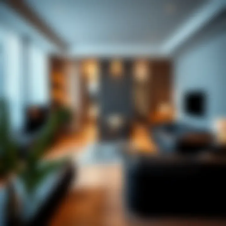 Modern Living Room in Liwan Apartment A stylish living room in a one-bedroom apartment showcasing modern decor