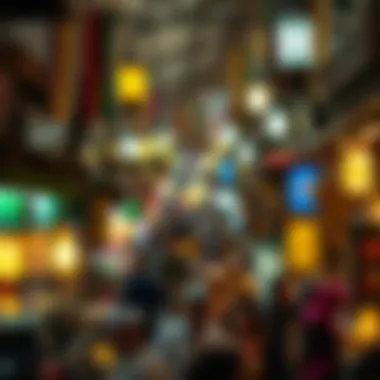 A bustling scene showcasing the vibrant atmosphere of the souk