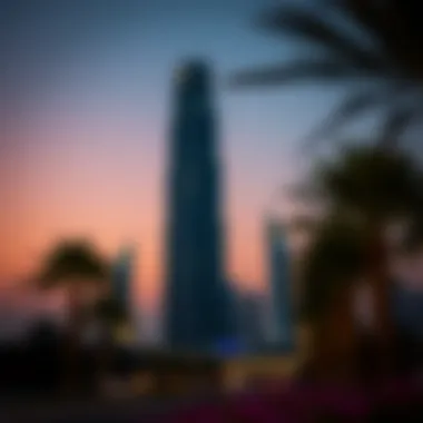 Stunning view of the One Zabeel tower against a twilight backdrop