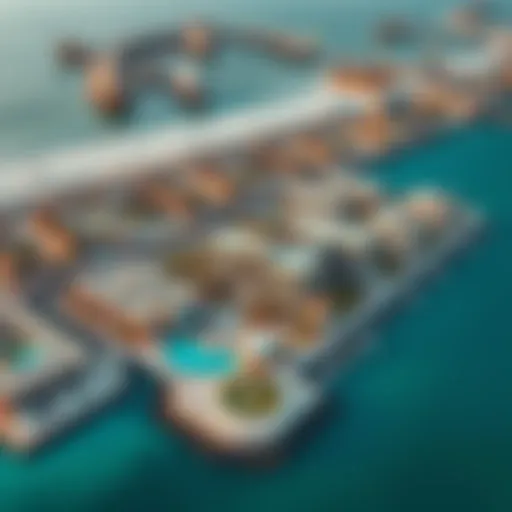 Aerial view of Point Palm showcasing its modern architecture and coastal proximity