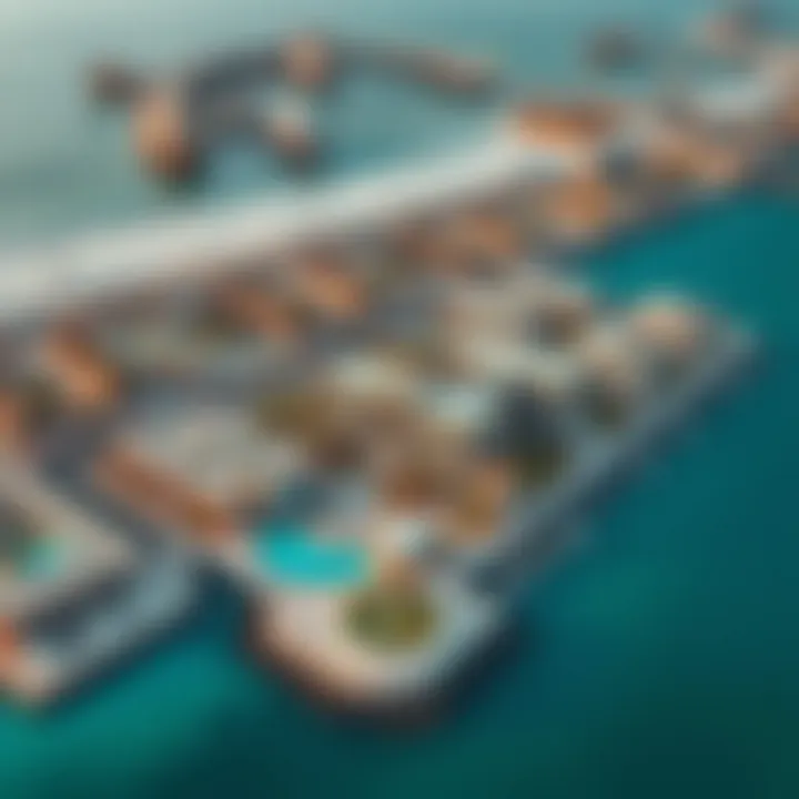 Aerial view of Point Palm showcasing its modern architecture and coastal proximity