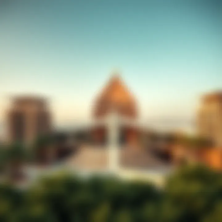 Architectural details of The Pointe's iconic structures