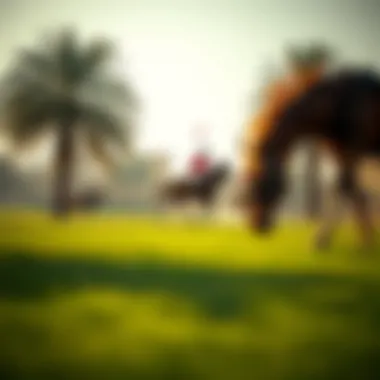 A serene equestrian lifestyle depicted through horse grazing