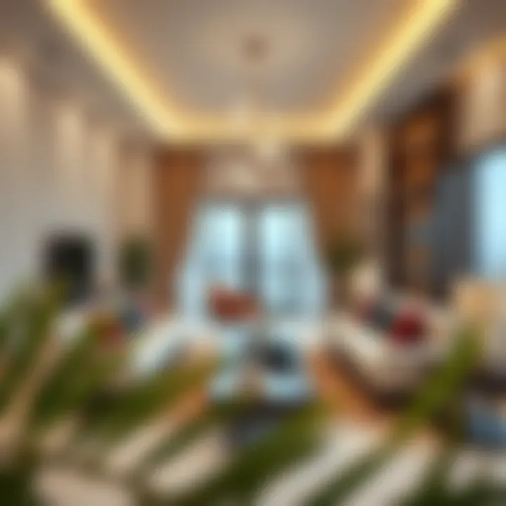 Elegant Interior of Al-Qurayn Villas Spacious living area inside a villa highlighting elegant design